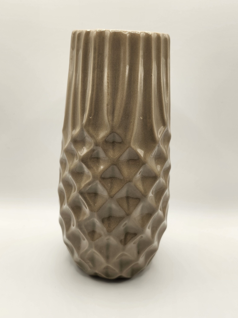 West Elm Sculpted Ceramic Vase in Beige Taupe